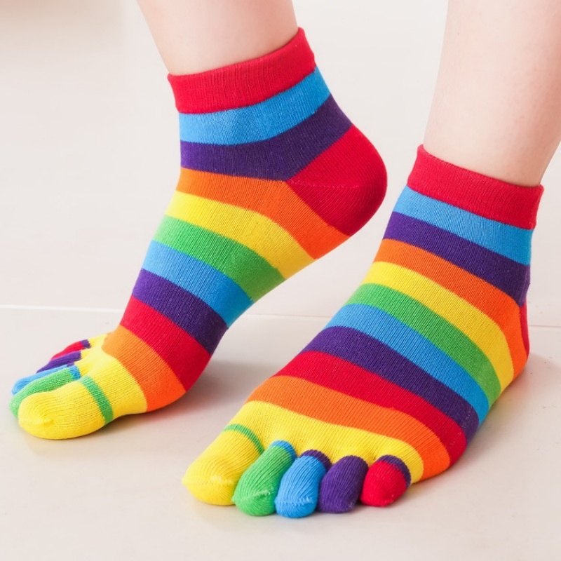 Toe Sock Split - جوارب نسائية قطنية ملونة بخطوط قوس