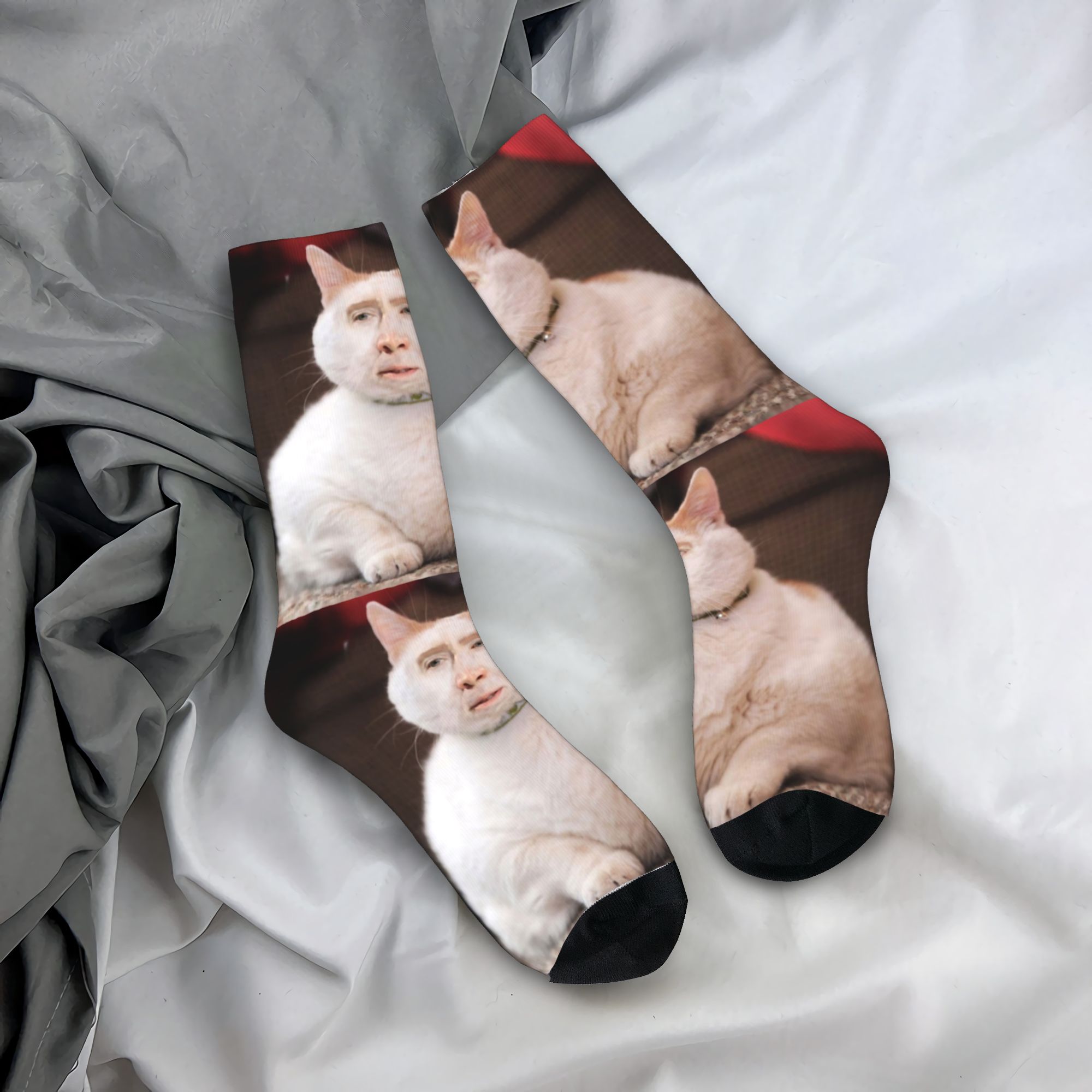 Dress Sock Men - جوارب نيكولاس كيج كات ميم المخصصة