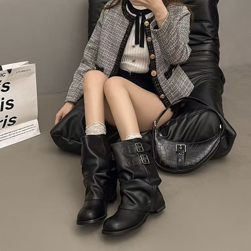 أحذية نسائية سوداء متوسطة الطو - مراجعة Boot Sock Slouchy وسعره